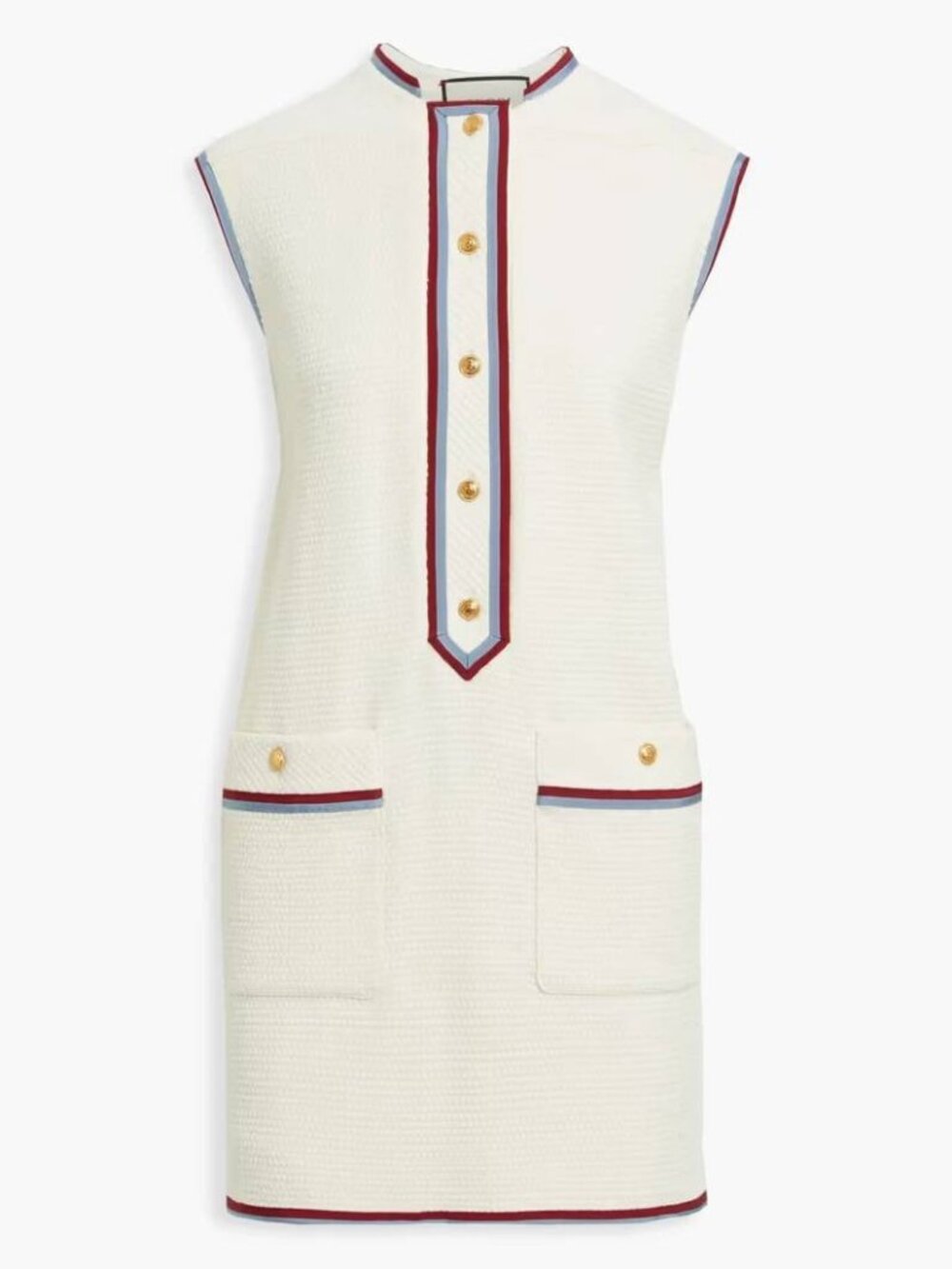 Gucci PF19 Ivory Grosgrain-Trimmed Wool-Blend Tweed Mini Dress